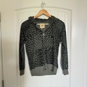 Chaser Leopard Print black and green Zip-Up Hoodie size XS